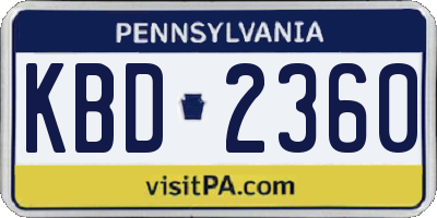 PA license plate KBD2360