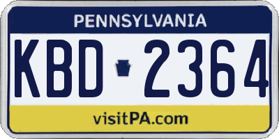 PA license plate KBD2364