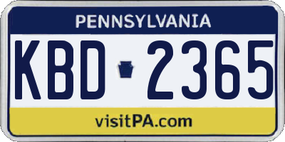 PA license plate KBD2365