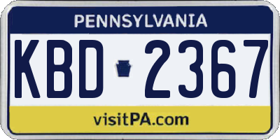 PA license plate KBD2367