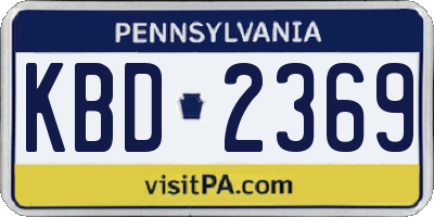 PA license plate KBD2369