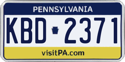 PA license plate KBD2371
