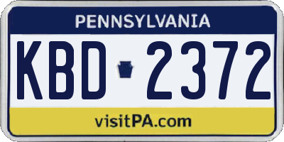 PA license plate KBD2372