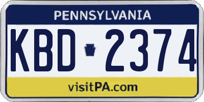 PA license plate KBD2374