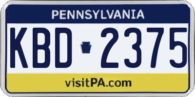 PA license plate KBD2375