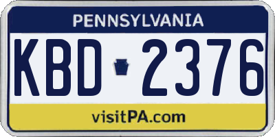 PA license plate KBD2376