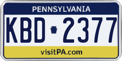 PA license plate KBD2377