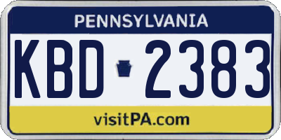 PA license plate KBD2383