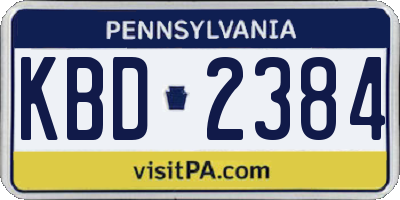 PA license plate KBD2384