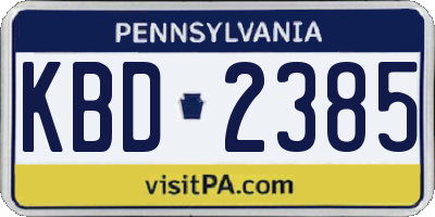 PA license plate KBD2385