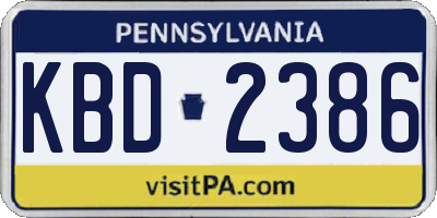 PA license plate KBD2386