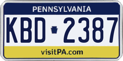 PA license plate KBD2387