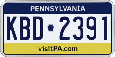 PA license plate KBD2391