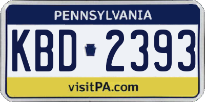 PA license plate KBD2393