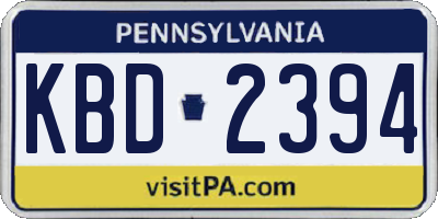PA license plate KBD2394