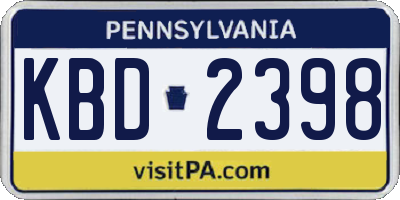 PA license plate KBD2398