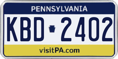 PA license plate KBD2402