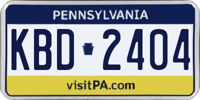 PA license plate KBD2404