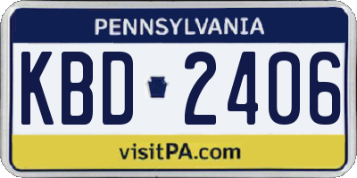 PA license plate KBD2406