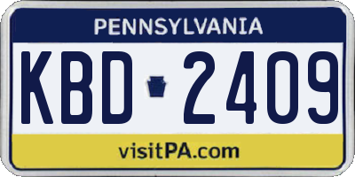 PA license plate KBD2409