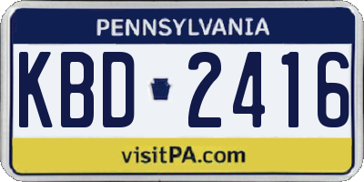 PA license plate KBD2416