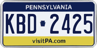 PA license plate KBD2425