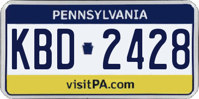PA license plate KBD2428