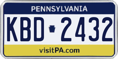PA license plate KBD2432