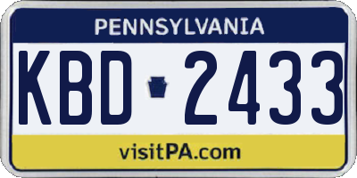 PA license plate KBD2433