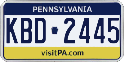 PA license plate KBD2445