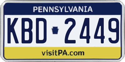 PA license plate KBD2449