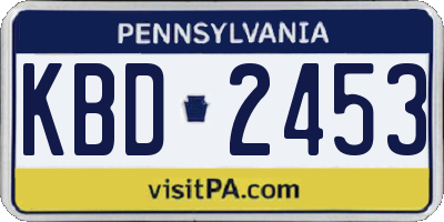 PA license plate KBD2453