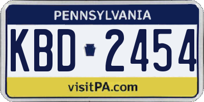 PA license plate KBD2454
