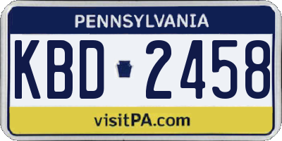 PA license plate KBD2458