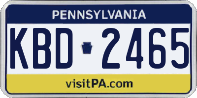 PA license plate KBD2465