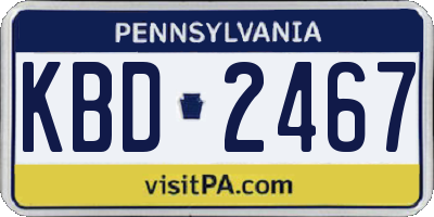 PA license plate KBD2467