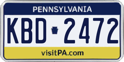 PA license plate KBD2472