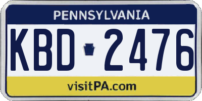 PA license plate KBD2476