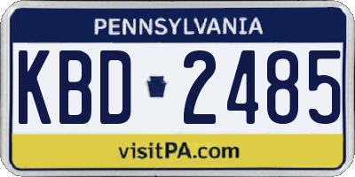 PA license plate KBD2485