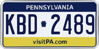 PA license plate KBD2489