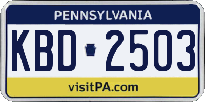 PA license plate KBD2503