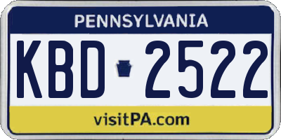 PA license plate KBD2522
