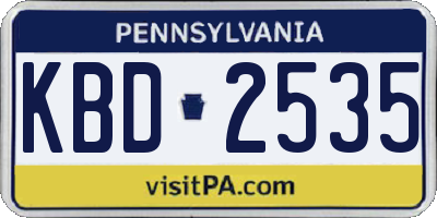 PA license plate KBD2535