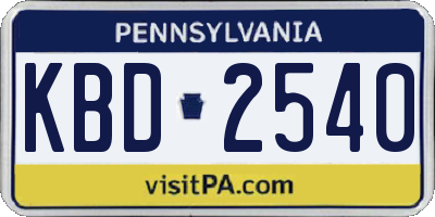 PA license plate KBD2540