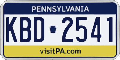 PA license plate KBD2541