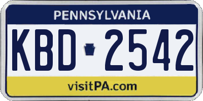 PA license plate KBD2542