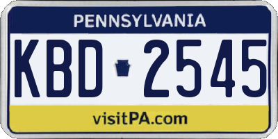 PA license plate KBD2545