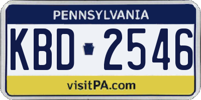 PA license plate KBD2546