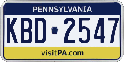 PA license plate KBD2547
