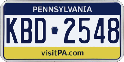 PA license plate KBD2548